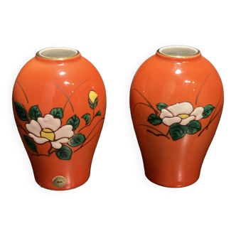 Paire de vases miniatures en porcelaine IMARI made in Japan