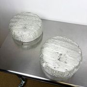 Pair of frozen glass round sconces, Germany, 1960s
