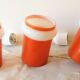 Set de 3 suspensions en opaline orange vintage