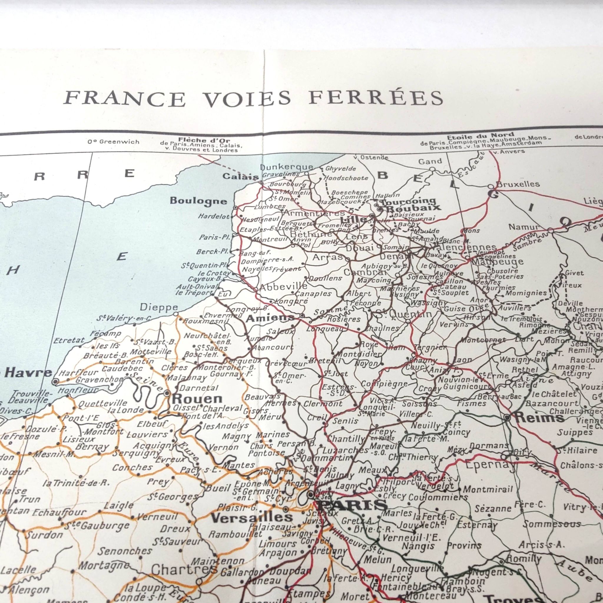 Old map of France in 1950, 43x43cm.