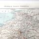Old map of France in 1950, 43x43cm.