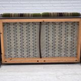 1970s, Scandinavian 2-seater sofa, green furniture velour, beech wood.