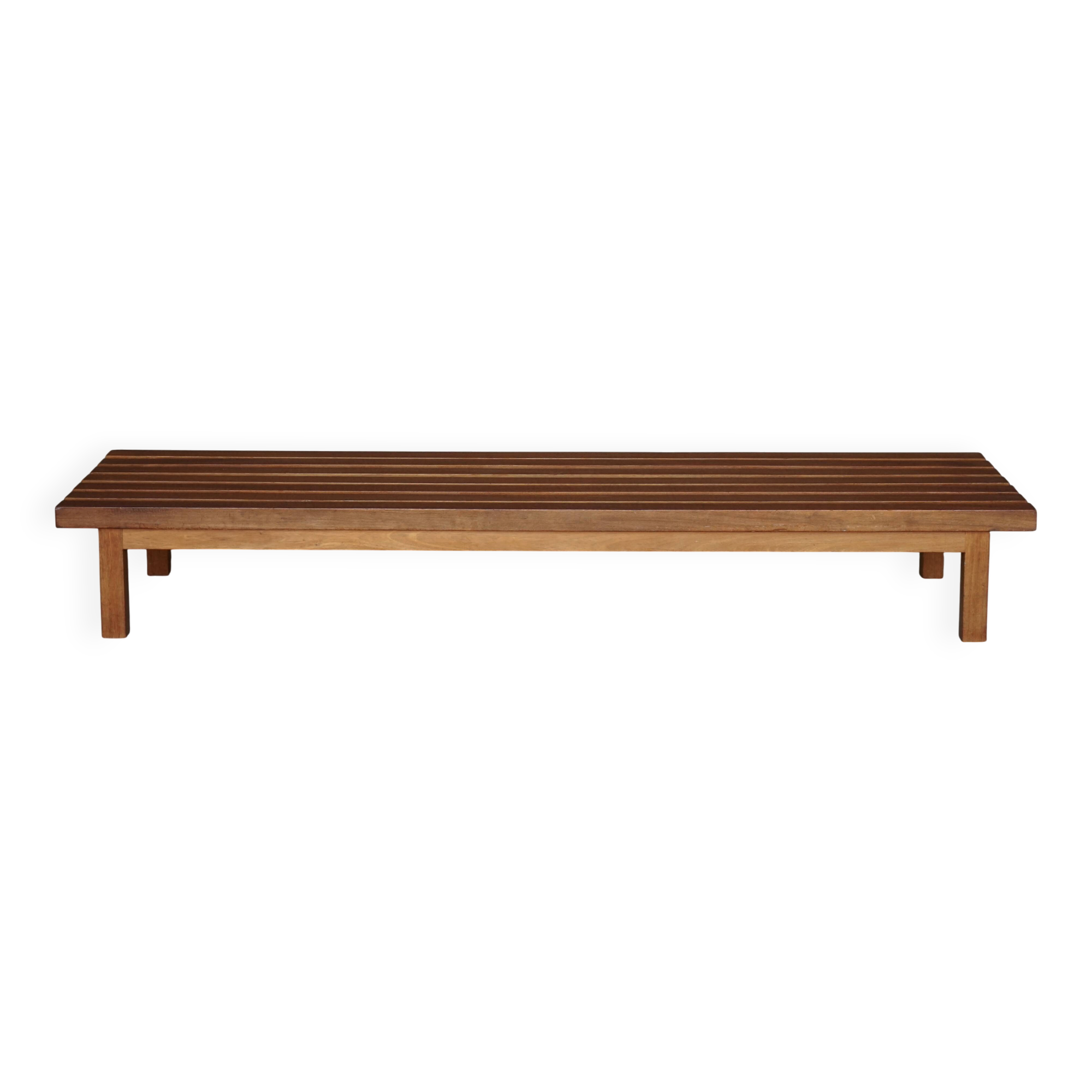 XL slatted teak bench from the 1960s