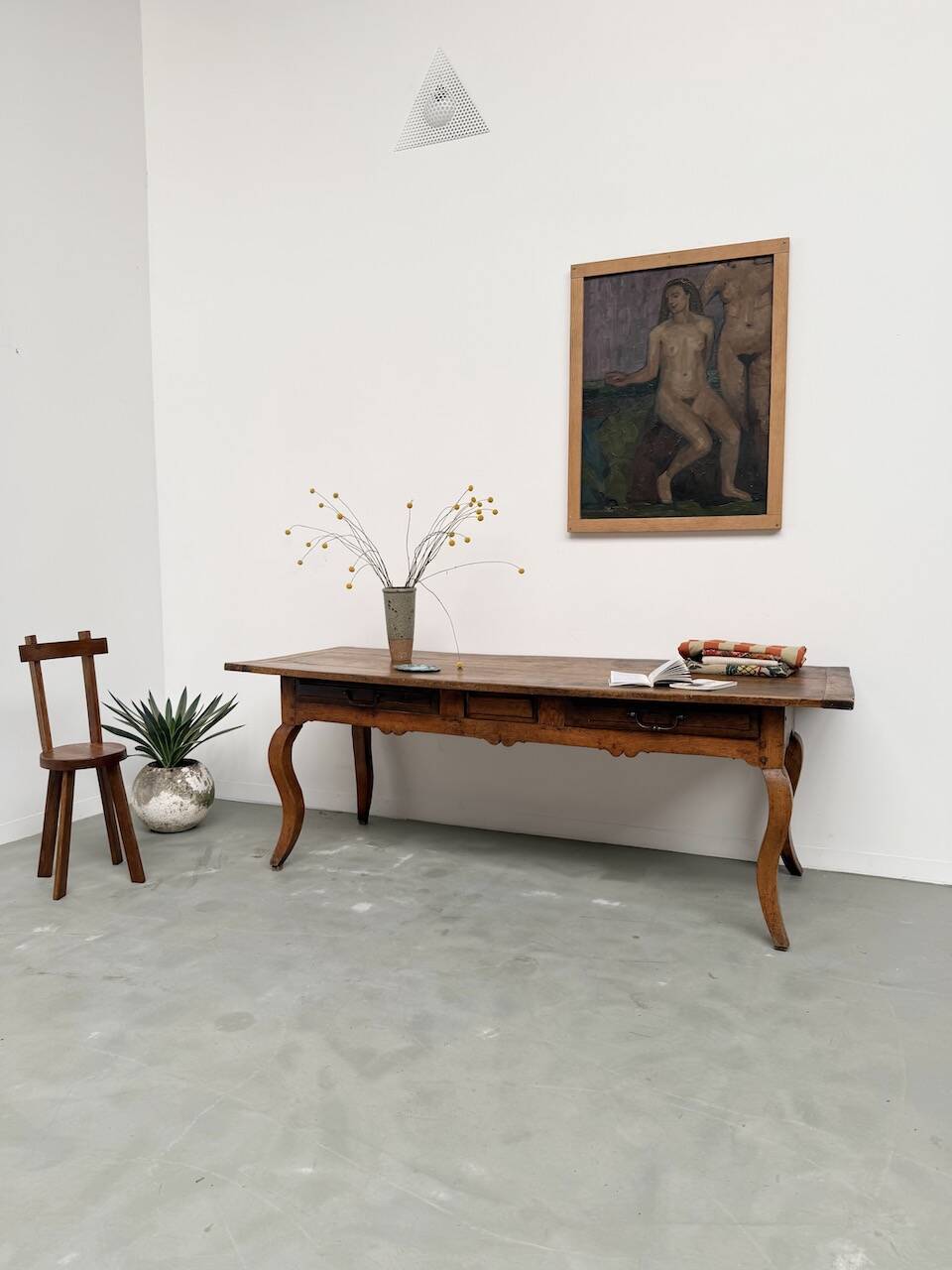 19th century walnut drapery table 2m1