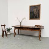 19th century walnut drapery table 2m1