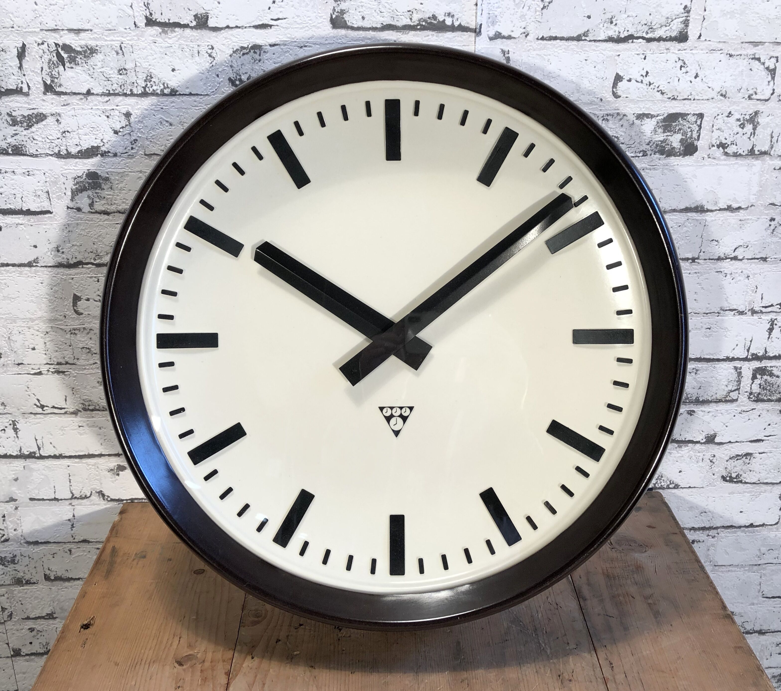 Large Industrial Bakelite Factory Wall Clock From Pragotron, 1960s