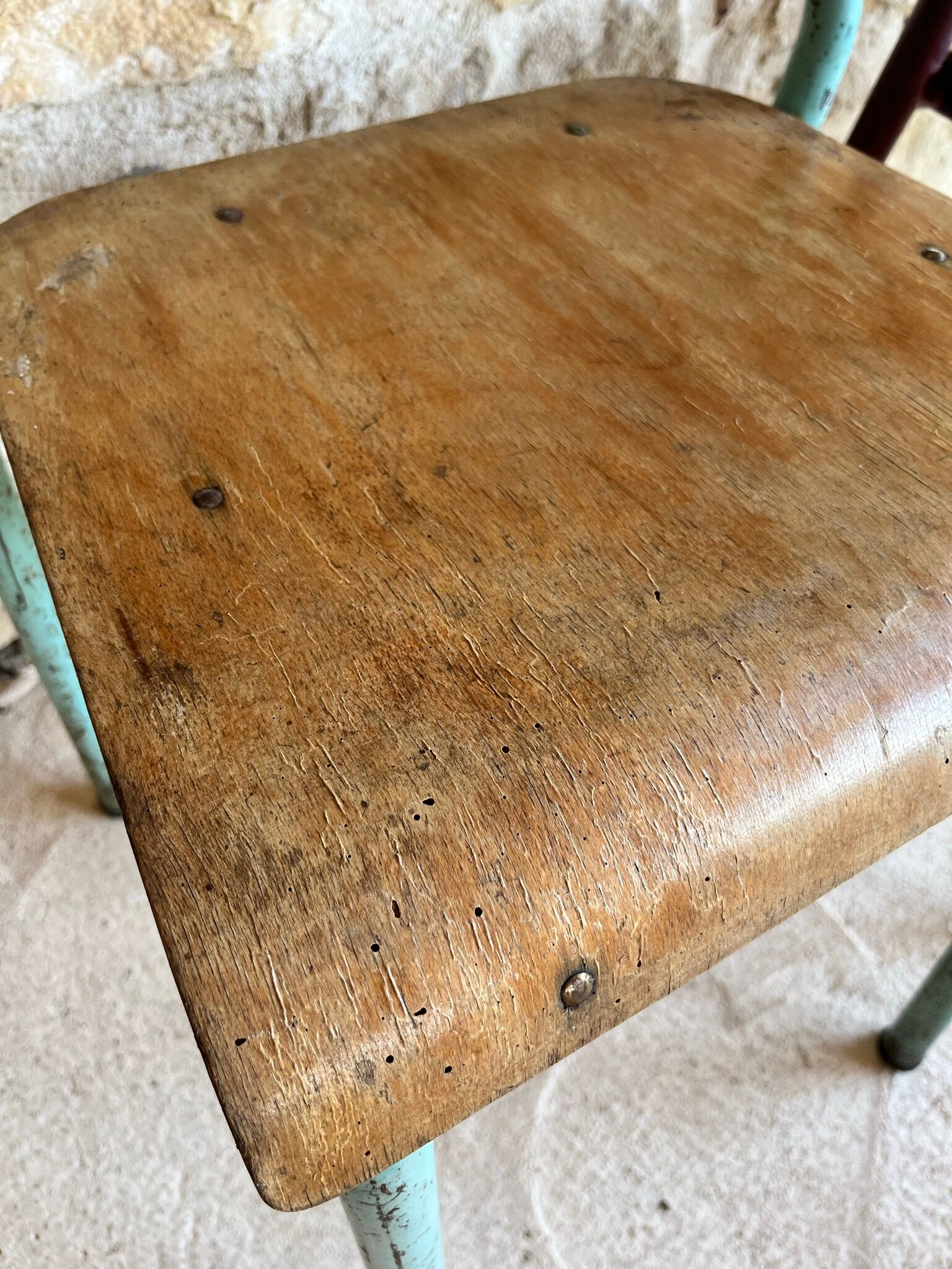 Set of 4 mismatched old school style chairs