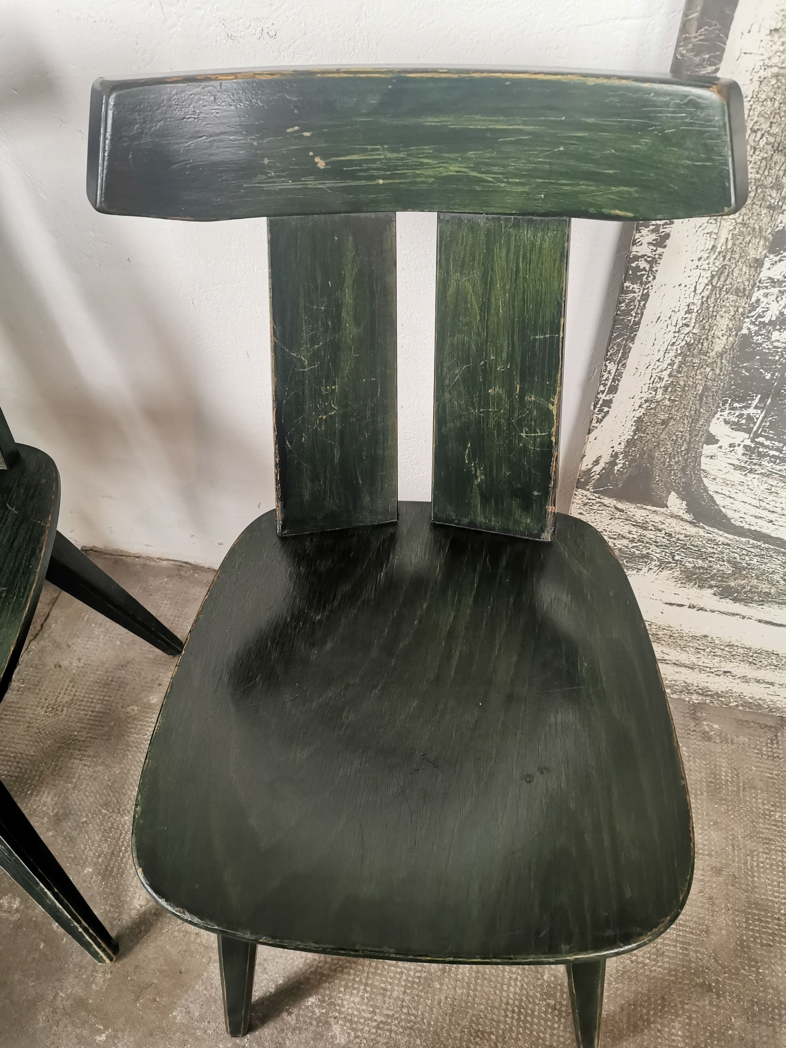 Set of 10 wooden bistro chairs