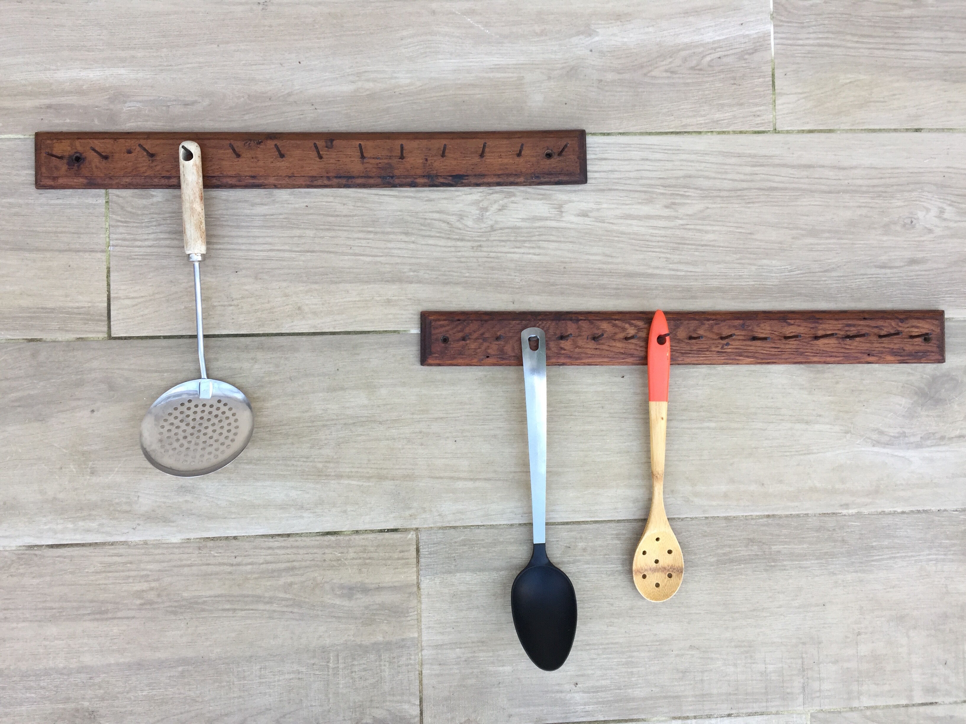 Solid oak workshop coat rack