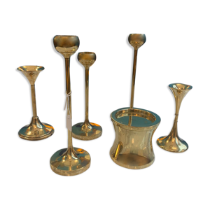 Bougeoirs 6 pièces F.W laiton