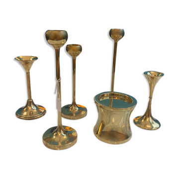 Bougeoirs 6 pièces F.W laiton