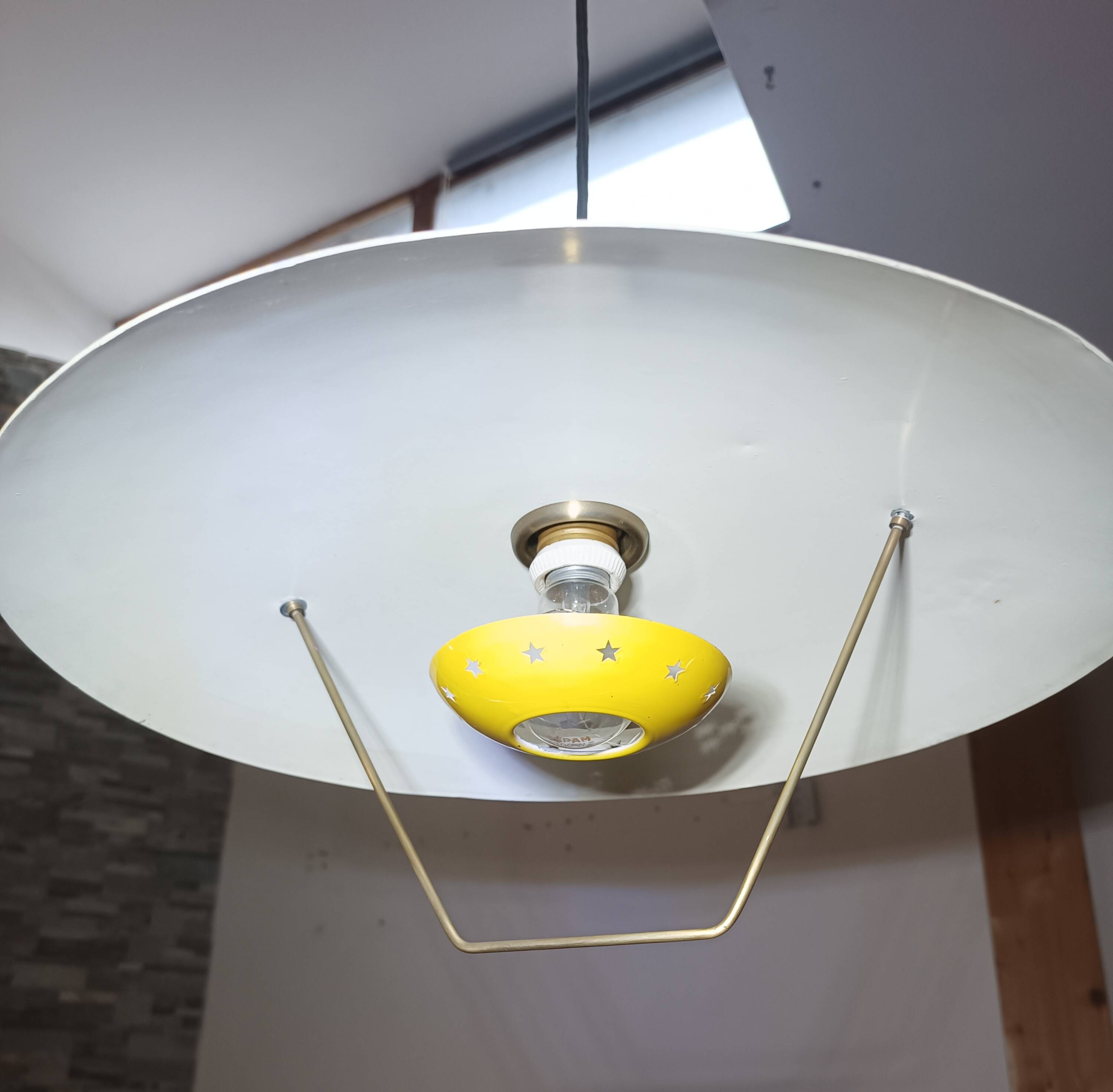 Hanging lamp with counterweight Italy 1950s