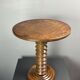 Midcentury brutalist wood turned side table in the style of Charles Dudouyt