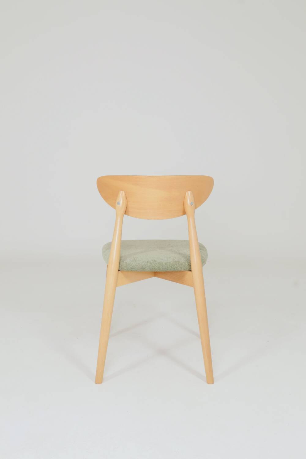 Ensemble de 6 chaises de salle à manger modernes, tissu sauge et bois de hêtre naturel