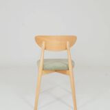 Ensemble de 6 chaises de salle à manger modernes, tissu sauge et bois de hêtre naturel