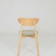 Set of 6 modern dining chairs, sage fabric and natural beech wood.