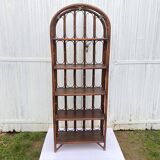 Vintage rattan bookcase shelf from the 70s