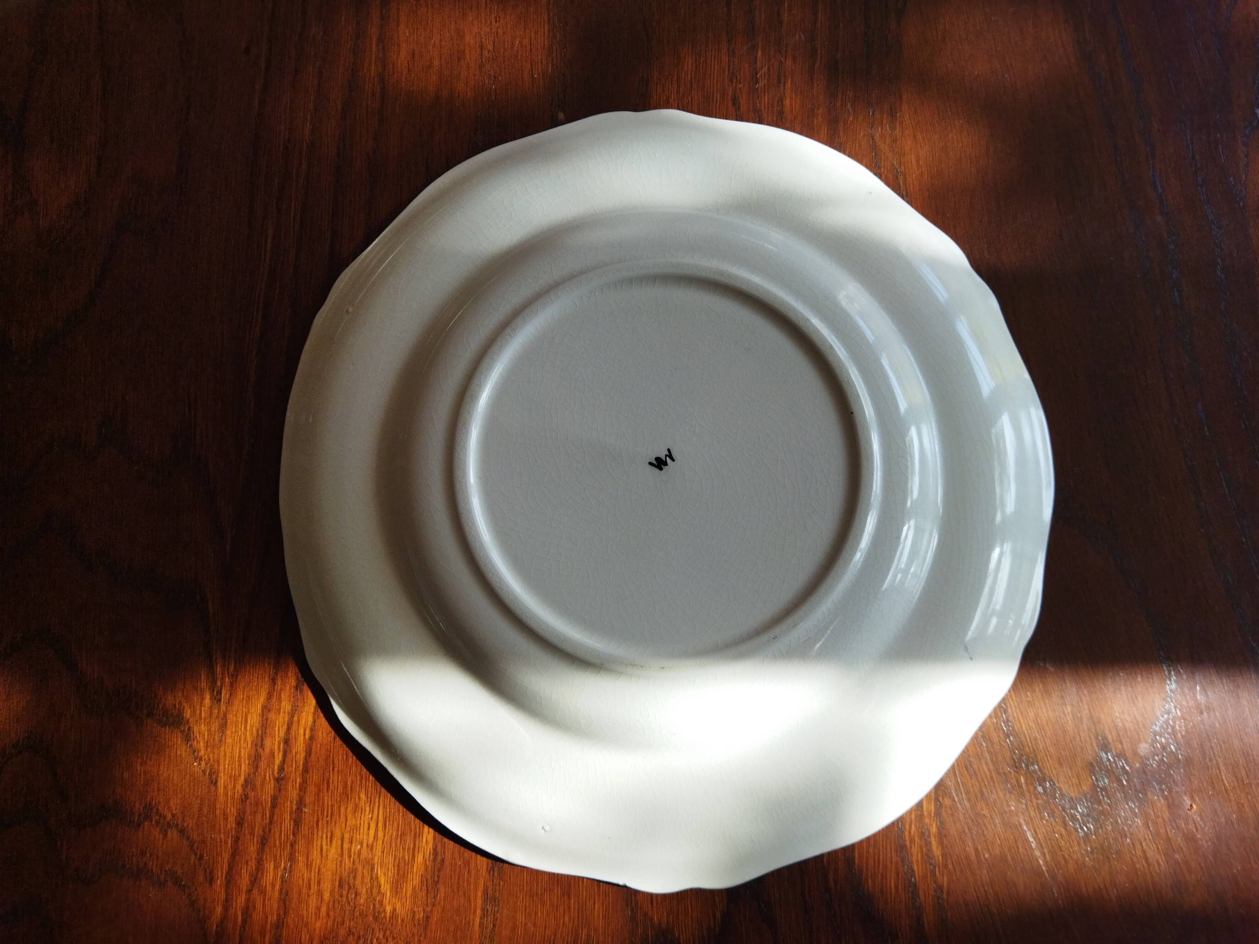 Six blue & white plates Gien, Villeroy & Boch, Sarreguemines, W.Adams (Tunstall) and K&G Luneville