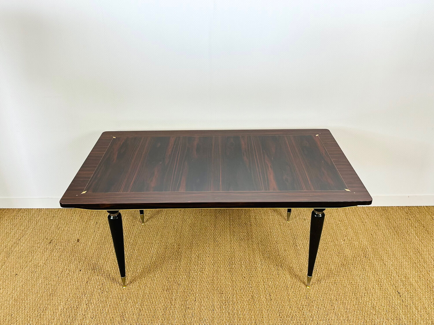 Table à manger Art déco en ébène de macassar, 1940
