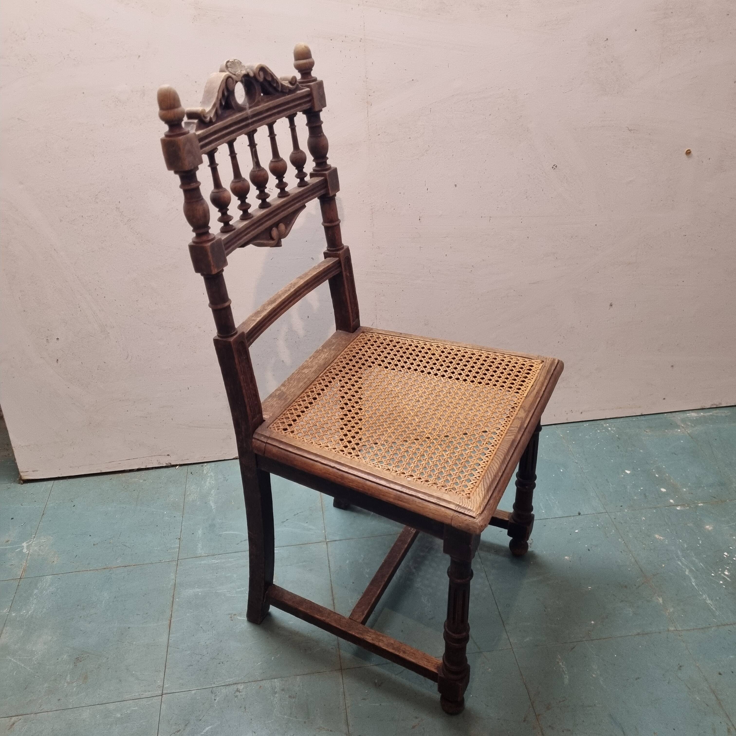 Rattan and wood bedroom chair