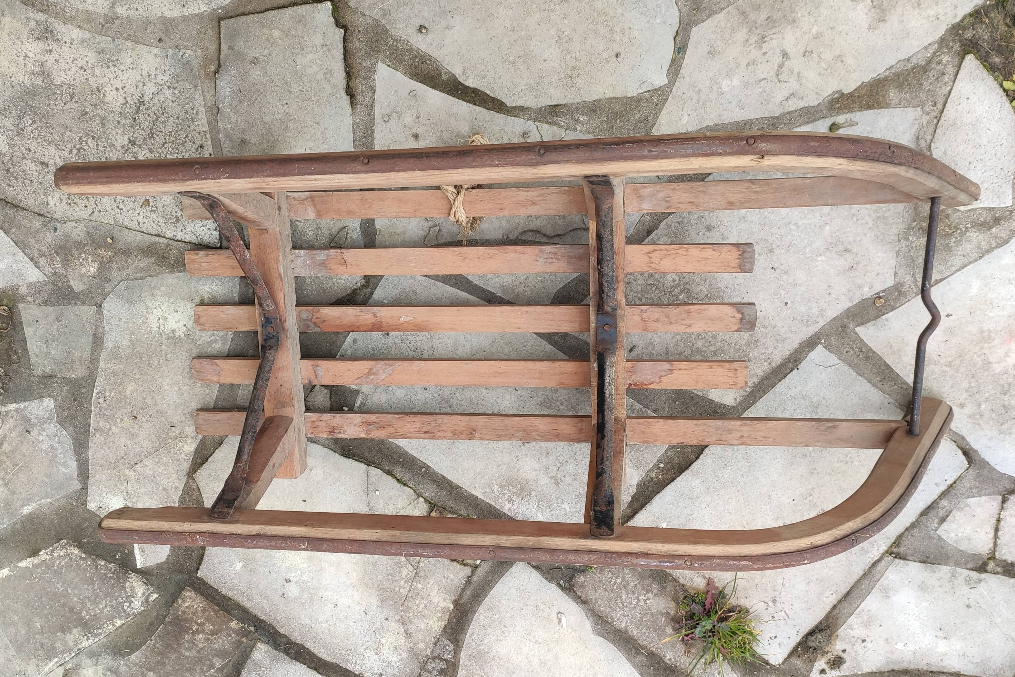 Old vintage wooden sled