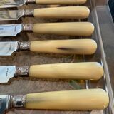 12 table knives. Horn handle