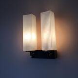 Pair of sconces in opaline and brass