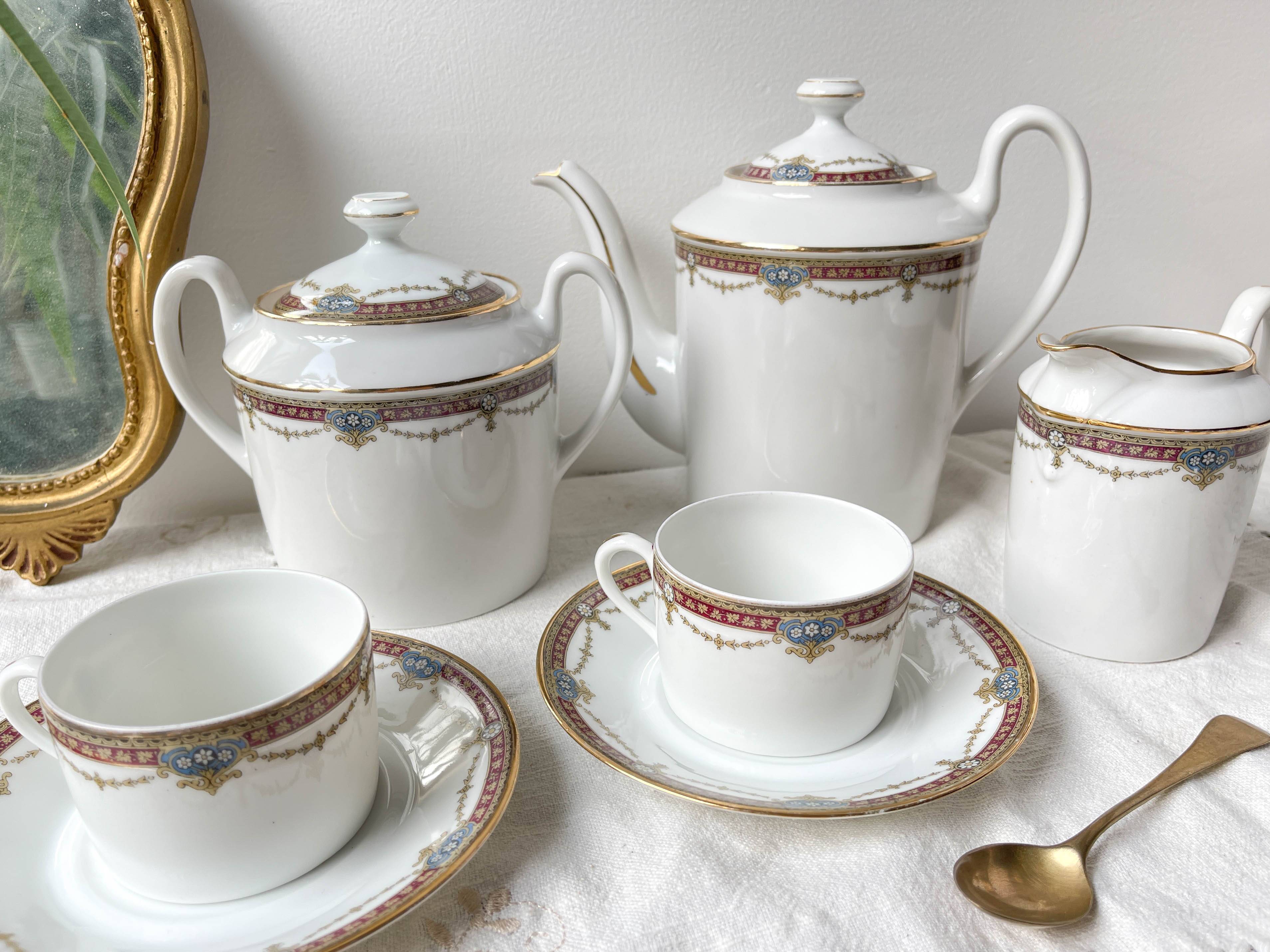 UML France Vintage Porcelain Tea Coffee Set for 2 People