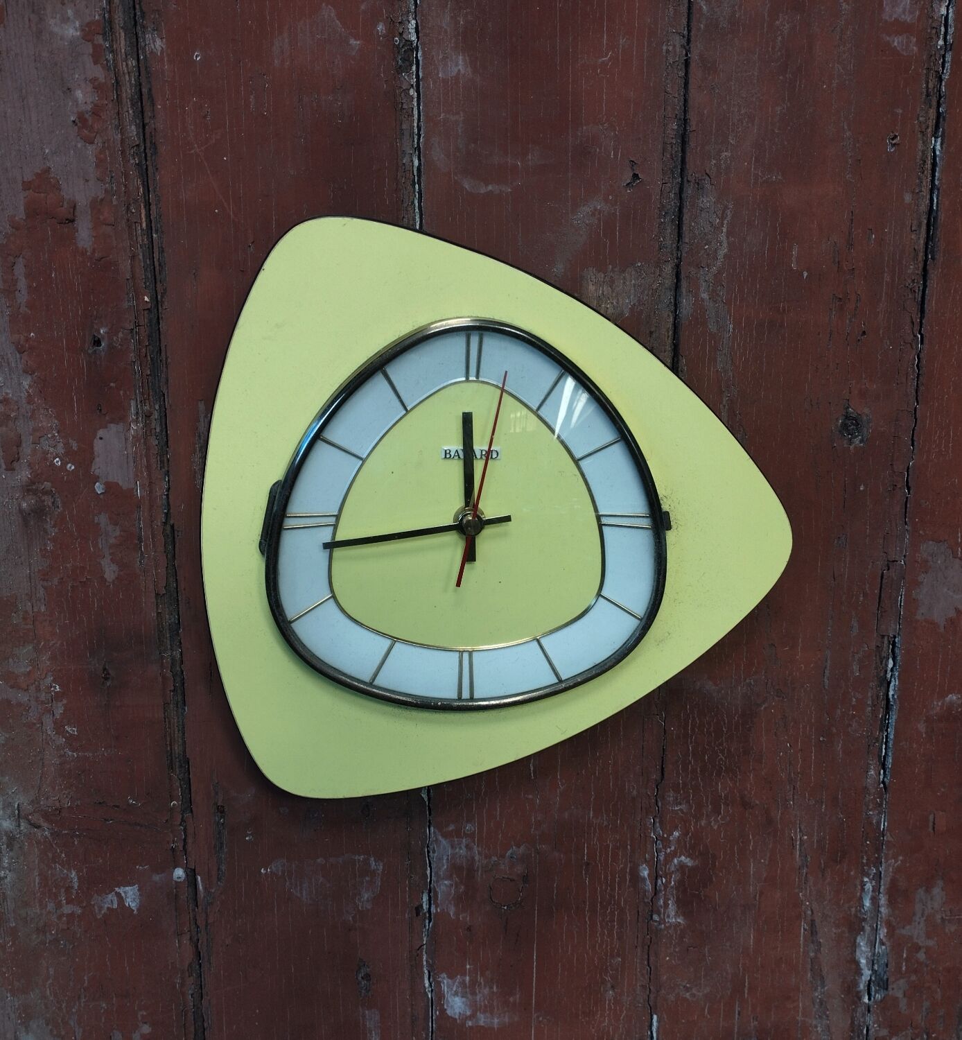 PENDULE HORLOGE FORMICA vintage - VEDETTE - Rouge - Années 60 EUR 50,00