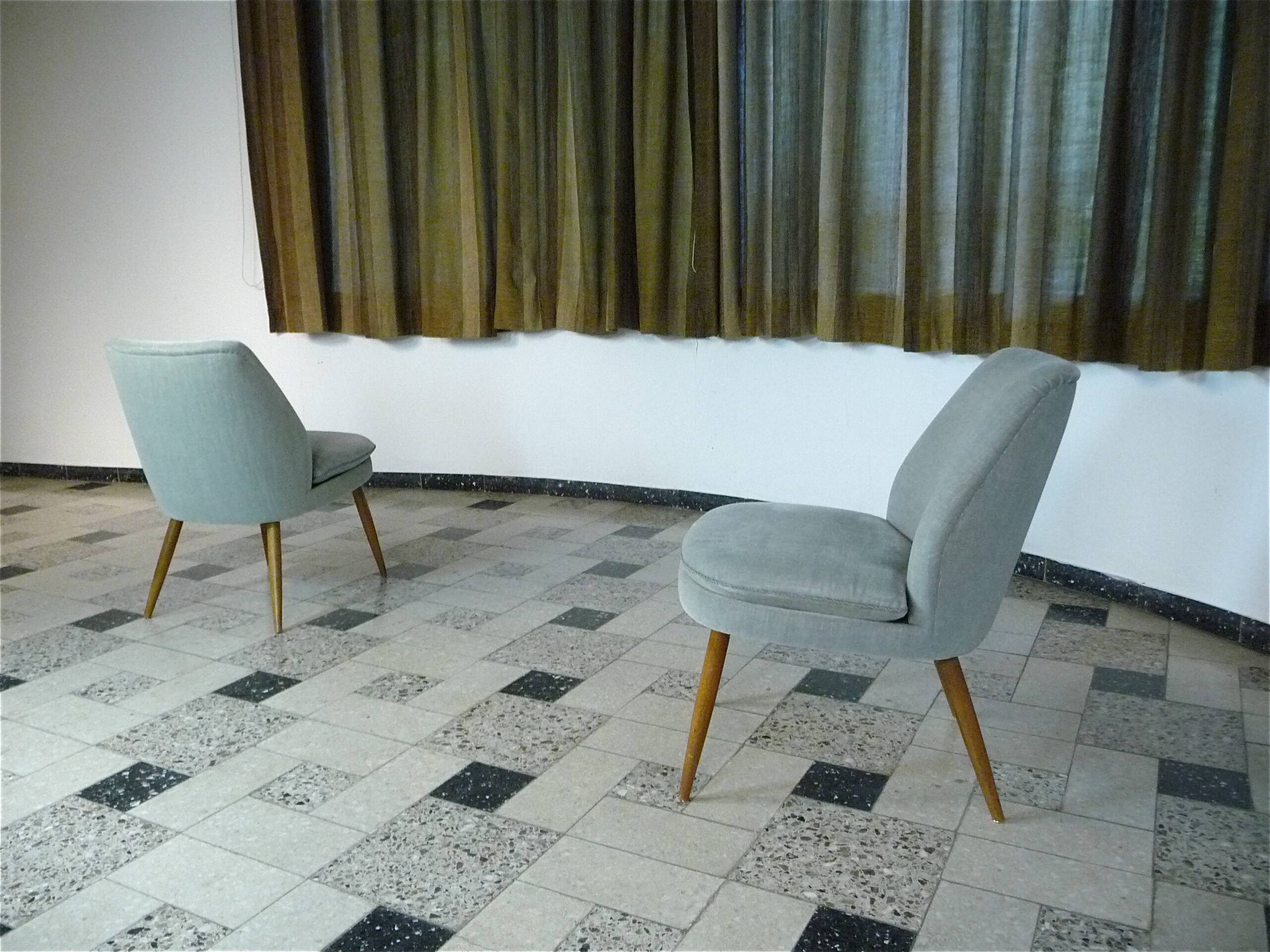 Mid-Century Club Chairs in Mohair by Wilhelm Knoll, 1950s, Set of 2