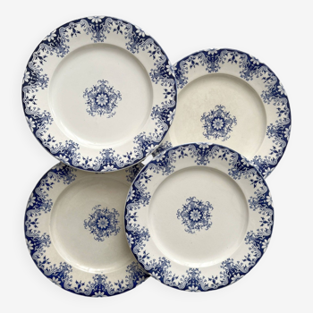 4 assiettes plates en terre de fer "Rouen" JVB Jules Vieillard Bordeaux