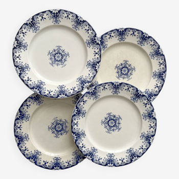 4 iron earthenware flat plates “Rouen” JVB Jules Vieillard Bordeaux