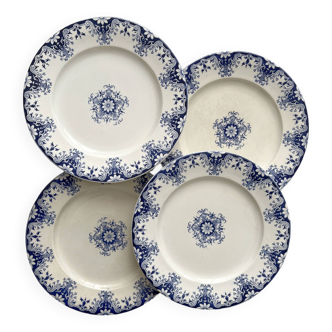 4 assiettes plates en terre de fer "Rouen" JVB Jules Vieillard Bordeaux