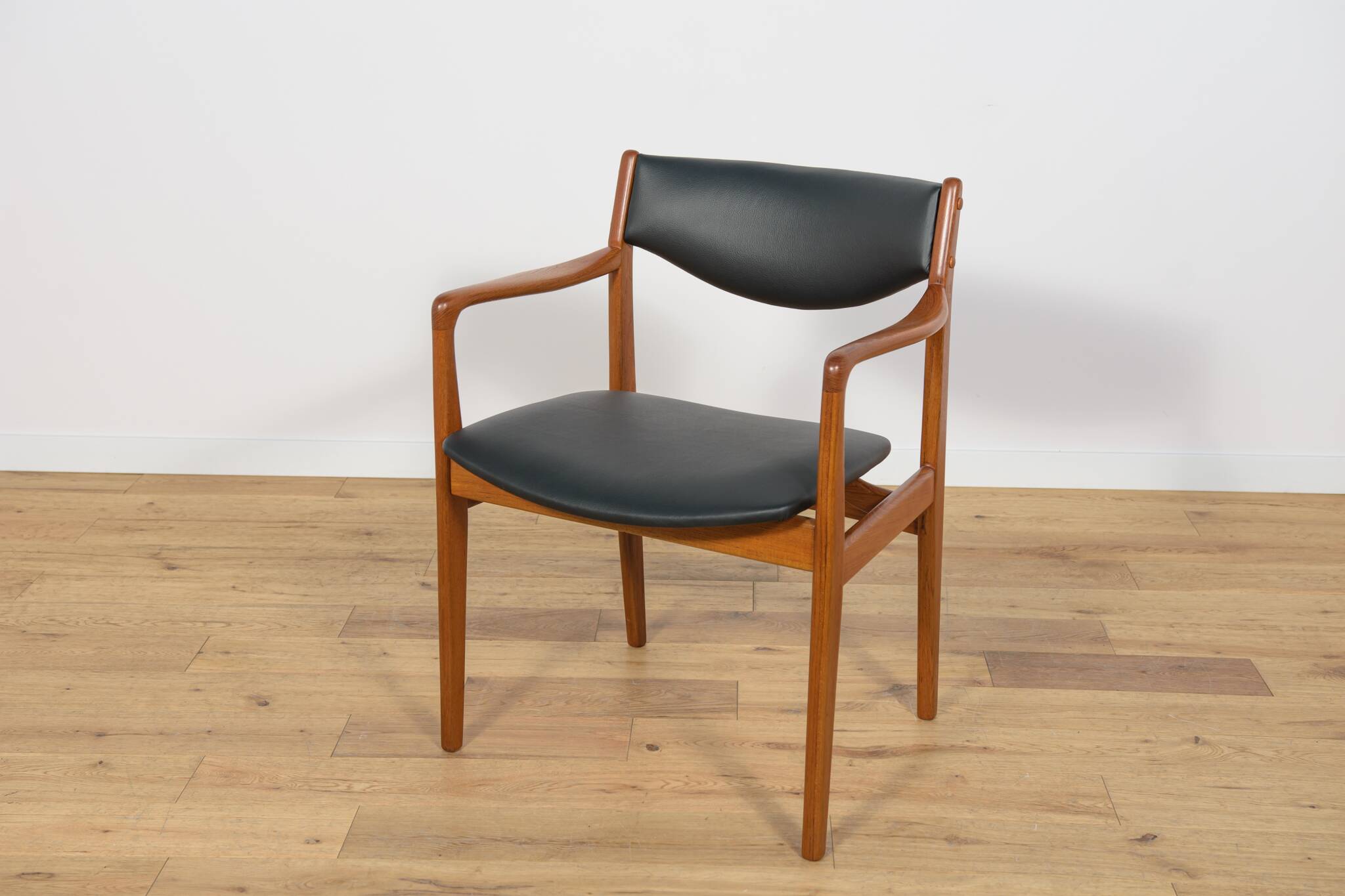 Mid-Century Teak & Leather Armchair, Denmark, 1960s