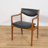 Mid-Century Teak & Leather Armchair, Denmark, 1960s
