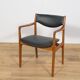 Fauteuil vintage en teck et cuir, Danemark, 1960