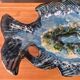 Vintage Vallauris Ceramic Fish Plate – Sea Foam Glaze –