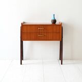 1950s Scandinavian Teak Nightstand with Brass Handles