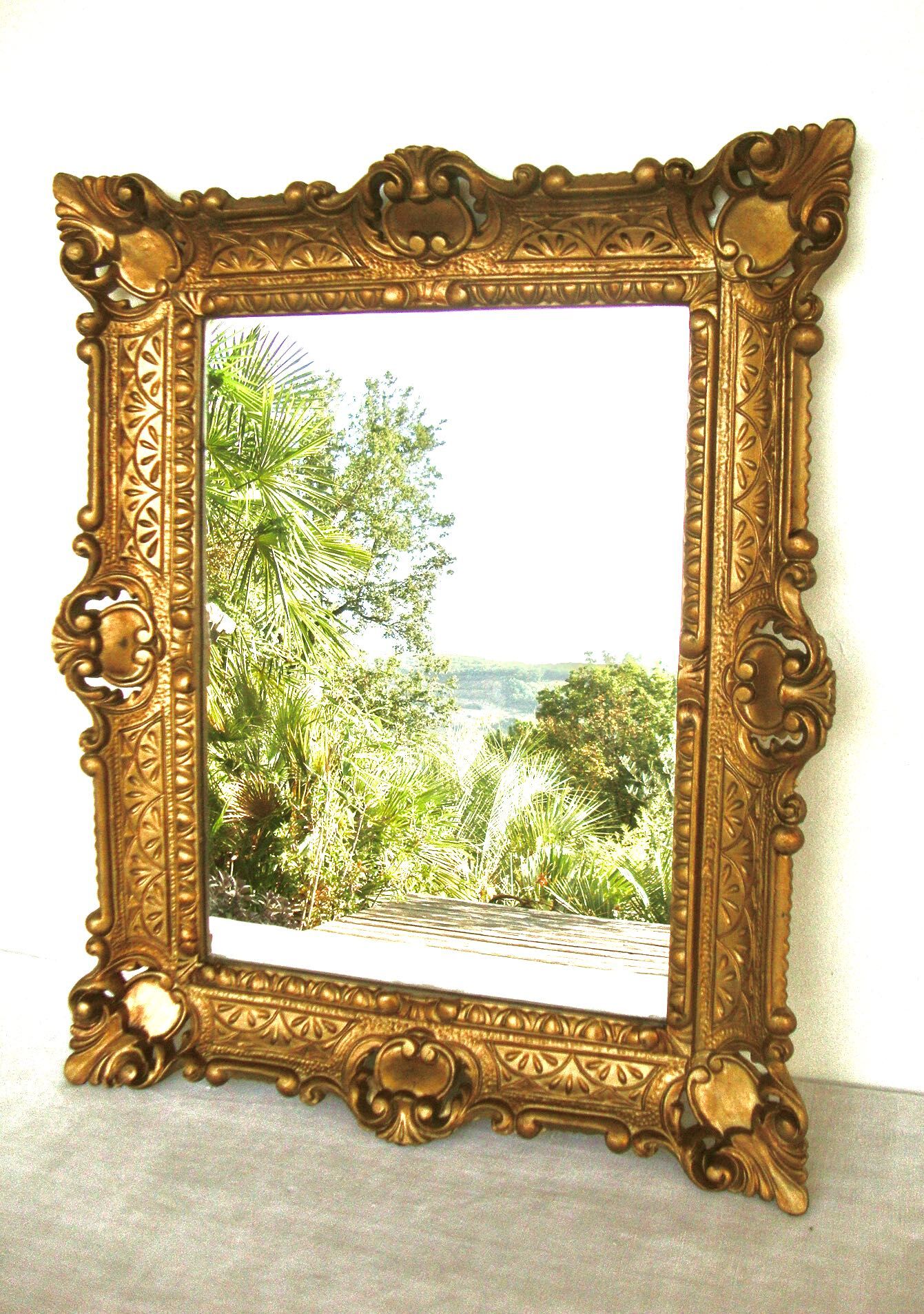 Florentine mirror frame carved wood 56x46cm