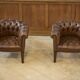 Pair of upholstered leather Club armchairs