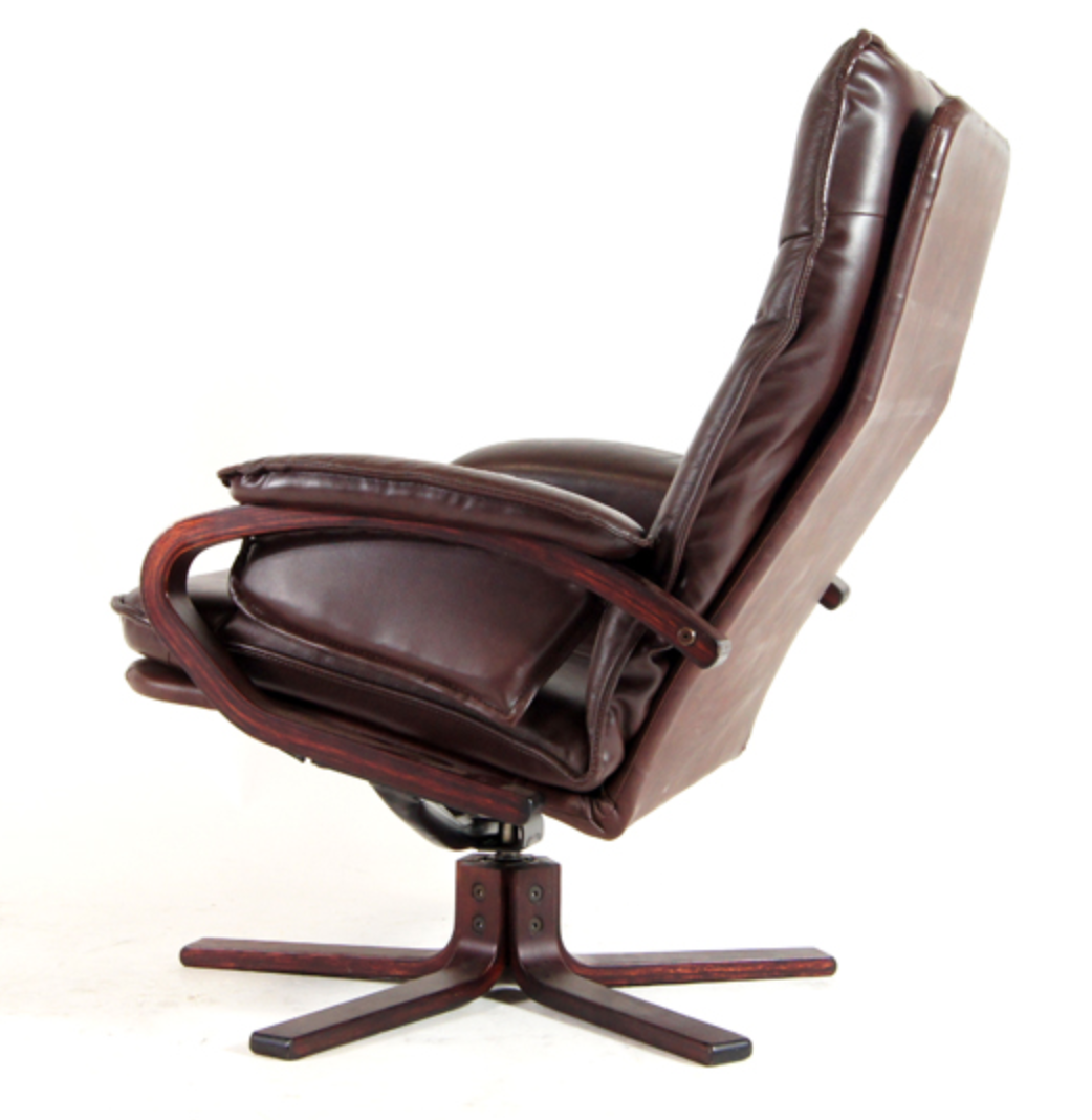Vintage swivel lounge chair in rosewood and danish leather retro 70s design