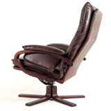 Fauteuil de salon pivotant vintage en palissandre et cuir design danois rétro années 70
