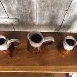 Set of 3 old revol b63 flamed ceramic pitchers 0.25l & 0.5l