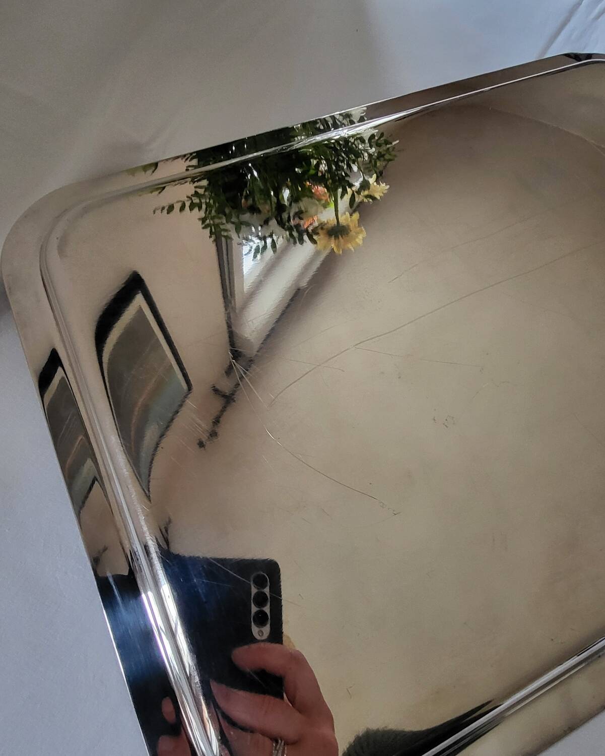 Large Silver Metal Serving Tray