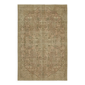 Tapis de laine Beige Persan noué à la main des années 1970 190 cm x 289 cm