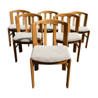 Lot de 6 chaises en orme massif des années 70