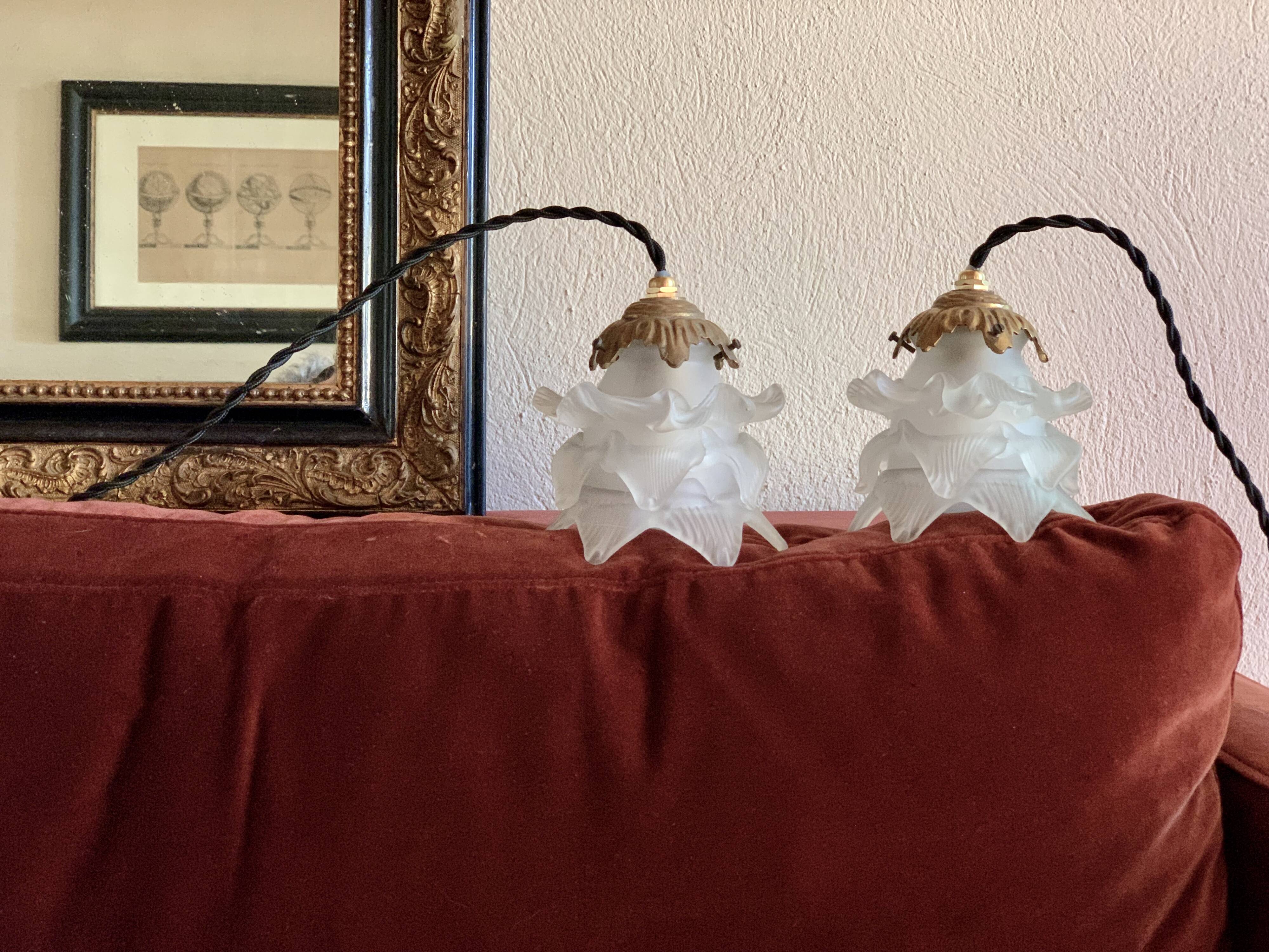 Pair of Art Deco pink tulips walkers