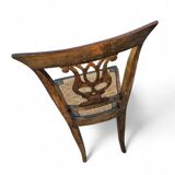 4 x elm dining chair with a carved back frame in a rosette / France / 1890-1900