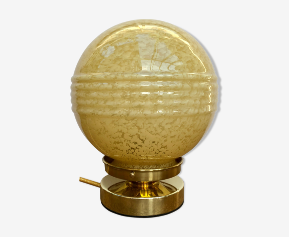 Lampe à poser globe vintage en verre de Clichy | Selency