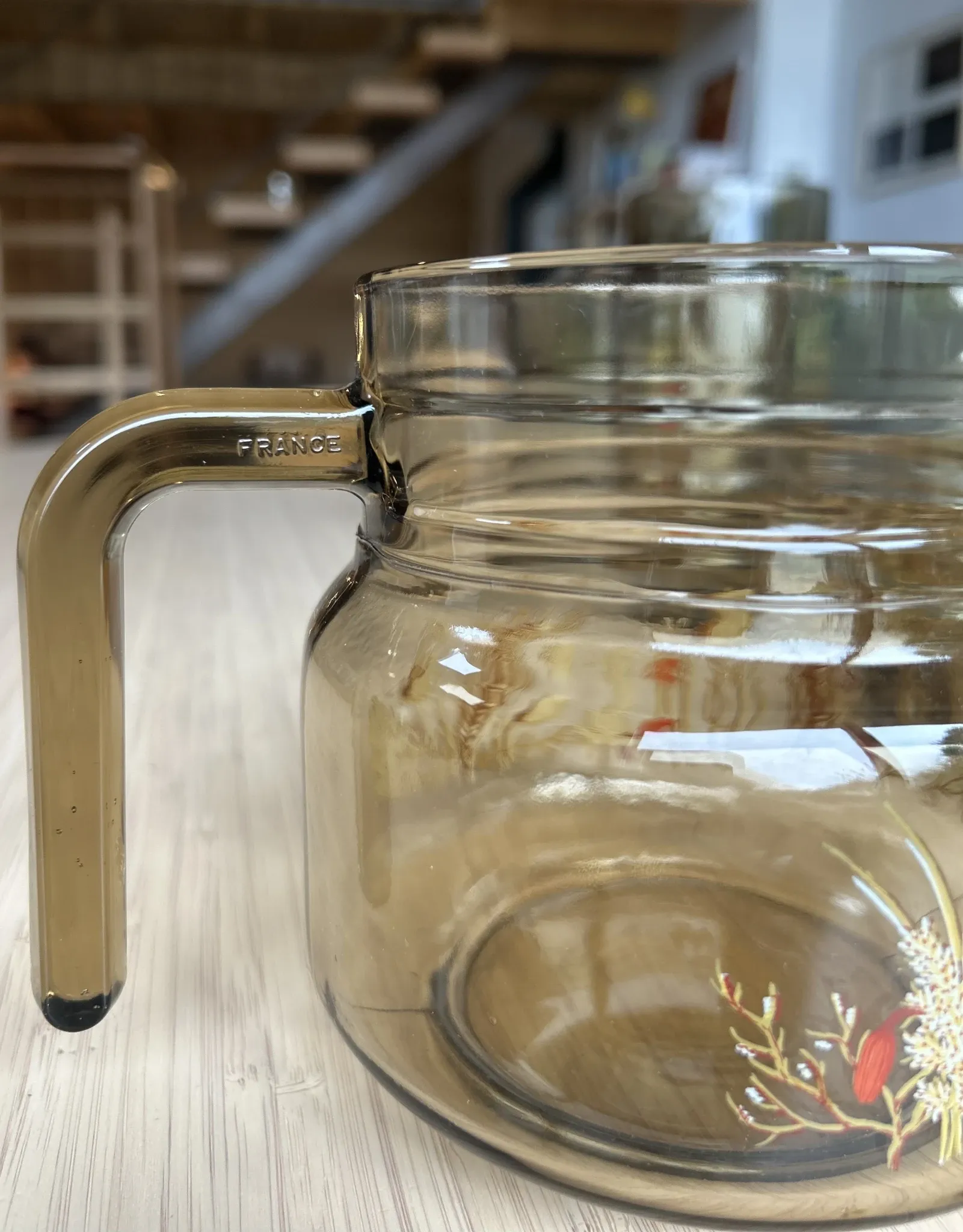 Large vintage orangeade service with smoky glass, country decor from the 70s - 14 pieces.